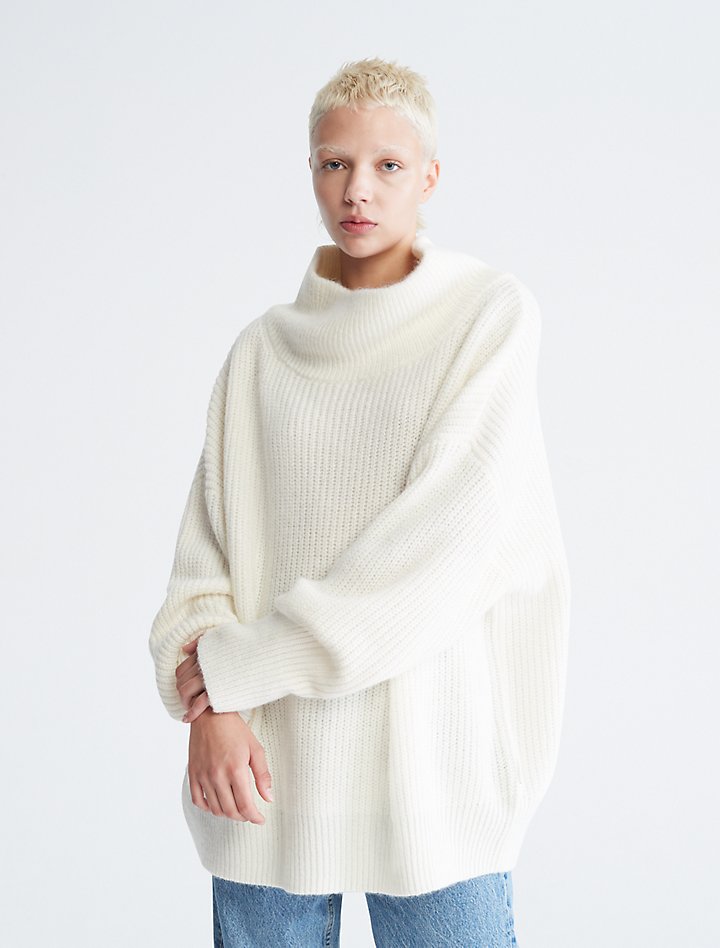 Oversized Ribbed Turtleneck Sweater | Calvin Klein
