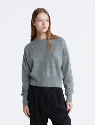 Calvin Klein Womens Cashmere Crewneck Sweater - Grey - XL Product Image
