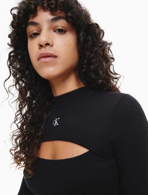 Calvin Klein Jeans co-ord cut out neckline cropped sweater in black