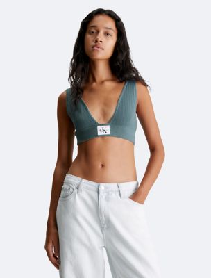 Ribbed Plunge Neck Sweater Bralette Calvin Klein