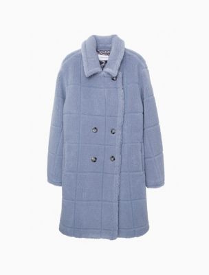 Image of Faux Fur Sherpa Double Breasted Coat