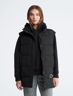 Calvin Klein Ck One Mesh Bonded Hooded Puffer Vest, $149