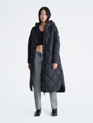 Calvin Klein Women's Faux Leather Puffer Jacket - Black - S