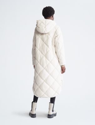 calvin klein long puffer coat