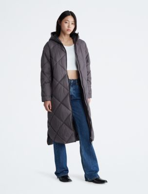 Hooded long puffer clearance coat