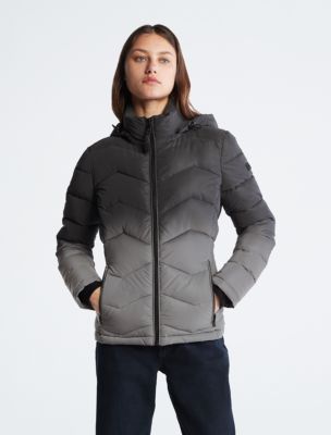 Women's Shiny Poly-Fill Hooded Jacket