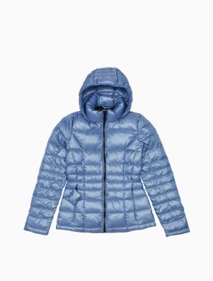 calvin klein packable down hooded jacket