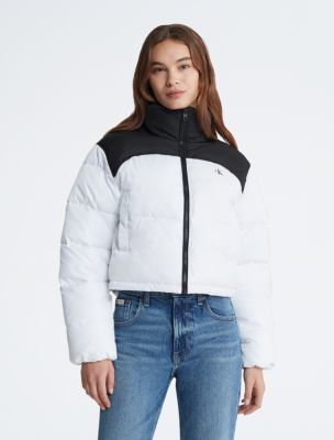 Colorblock Cropped Puffer Jacket