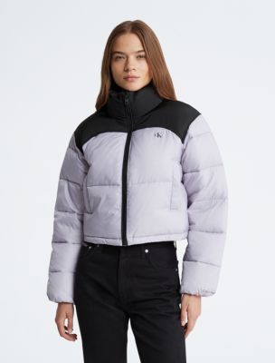 Colorblock Cropped Puffer Jacket Calvin Klein USA