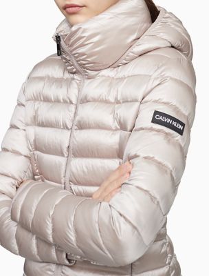 logo hooded puffer jacket calvin klein