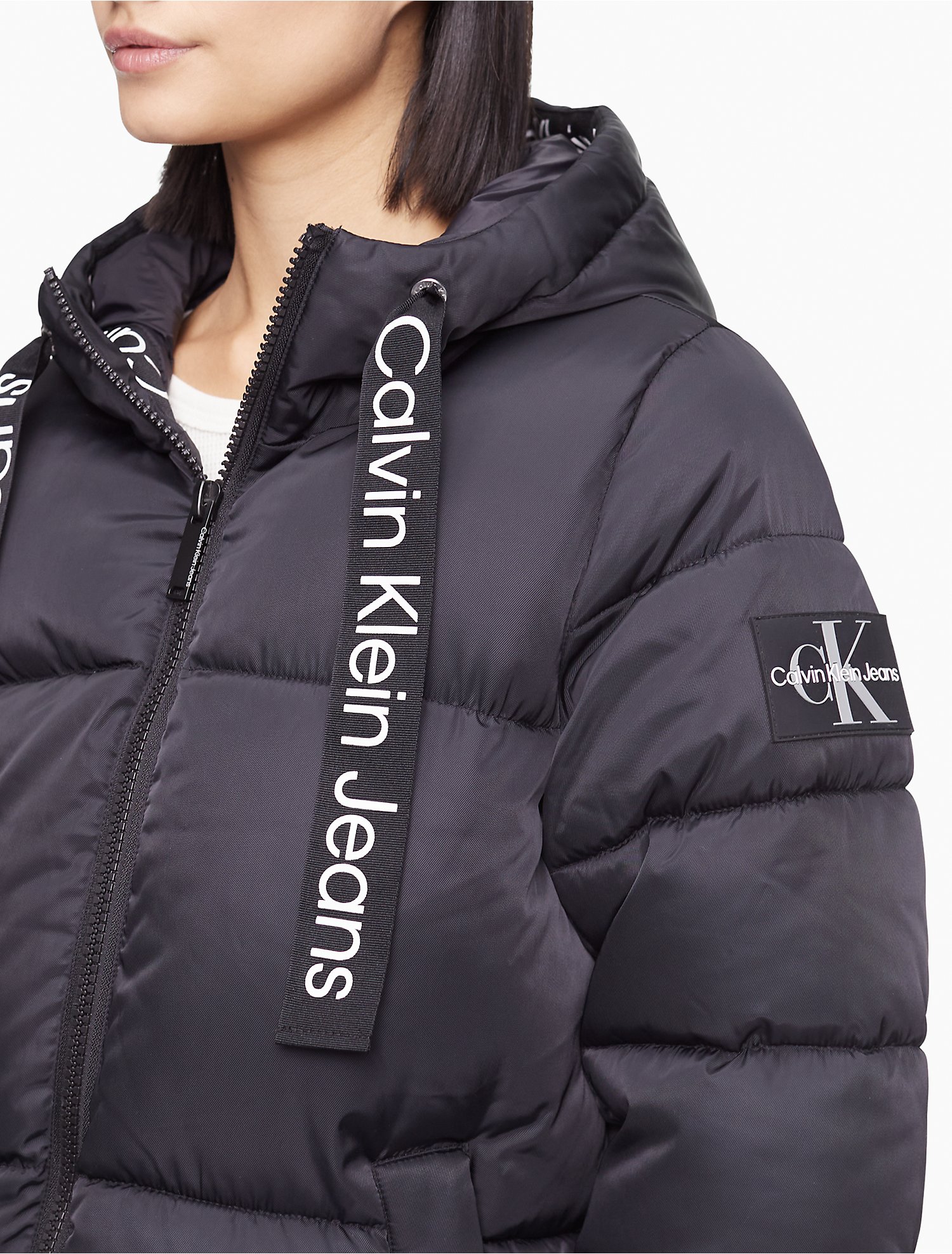 Quilted Nylon Twill Monogram Logo Puffer Jacket | Calvin Klein® USA