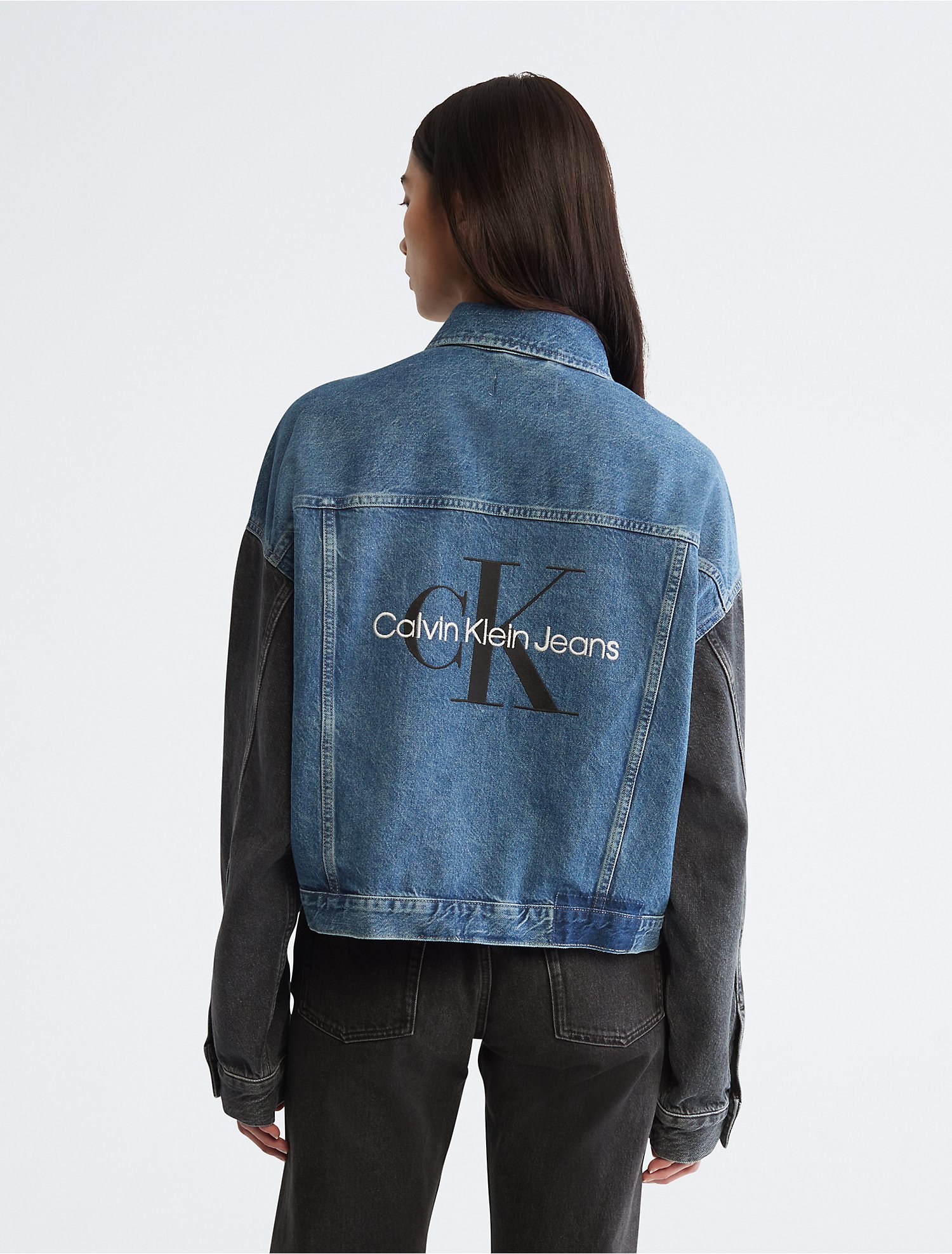 Oversized Cropped Dual Wash Denim Jacket | Calvin Klein® USA