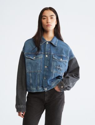 Oversized Cropped Dual Wash Denim Jacket | Calvin Klein