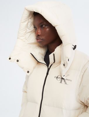 calvin klein long puffer coat