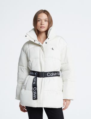 Calvin klein deals hooded belted coat