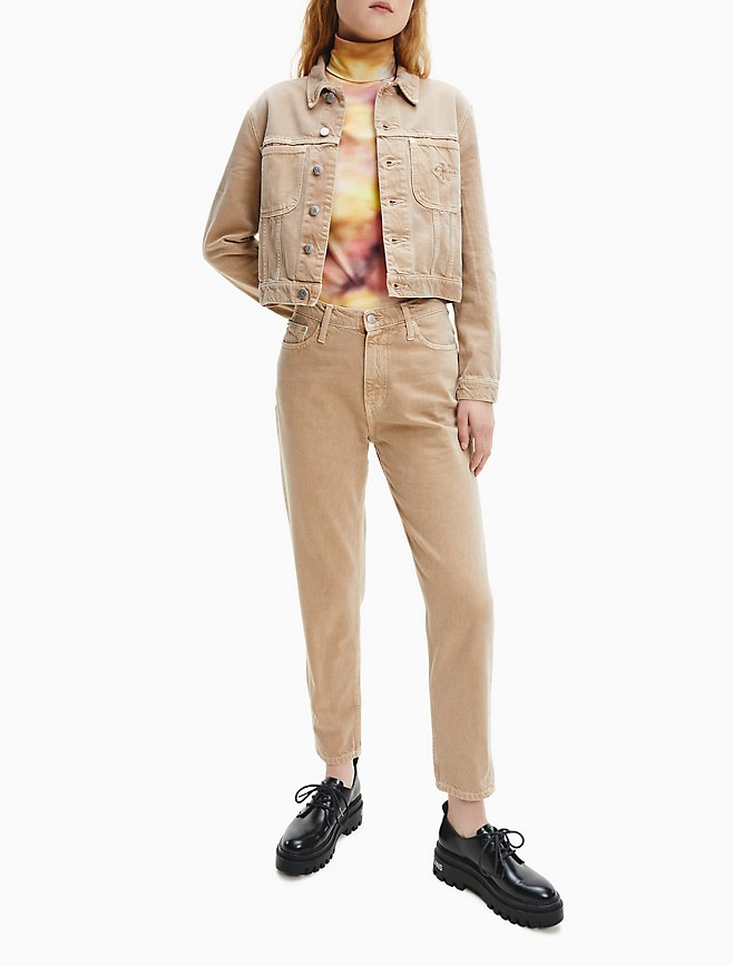 Calvin Klein Natural Dyed Cropped Denim Jacket (Size XL)
