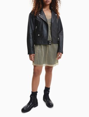 Oversized Leather Biker Jacket | Calvin Klein® USA