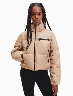 Repreve® Cropped Puffer Jacket, Timeless Camel