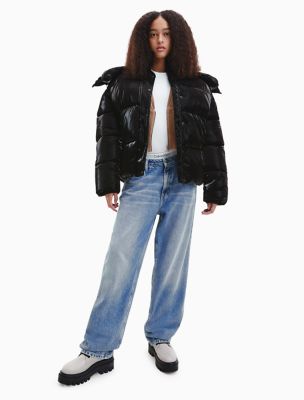 Shiny oversized puffer outlet jacket