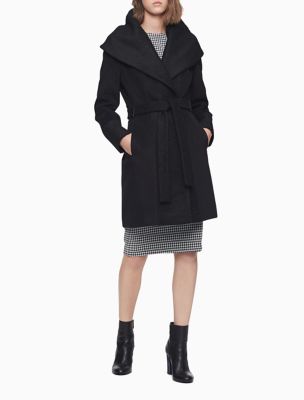 calvin klein wool wrap coat