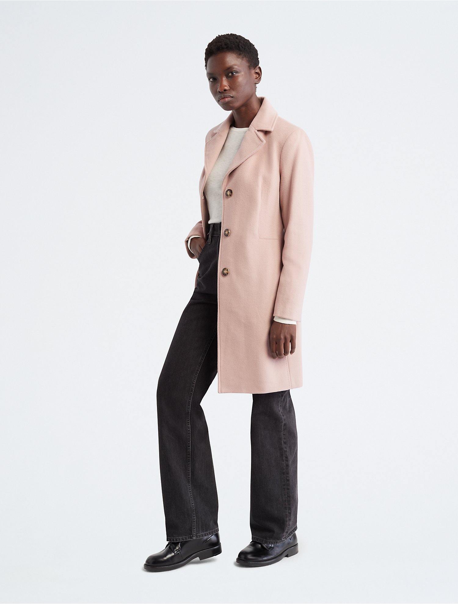 Introducir 41+ imagen calvin klein women’s wool blend coat