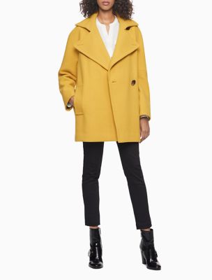calvin klein belted asymmetric front coat