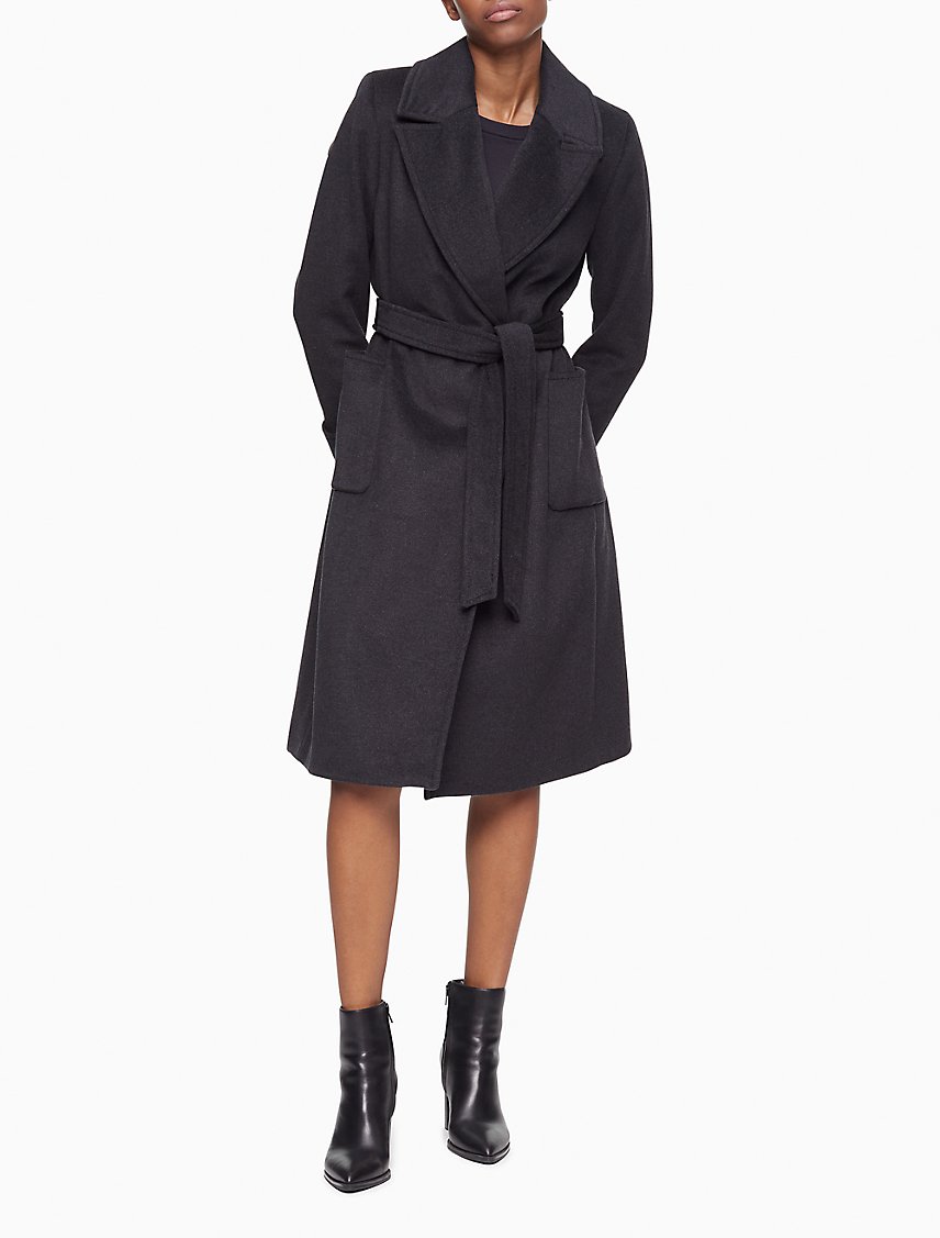 New Arrival Wool Cashmere Blend Belted Coat
