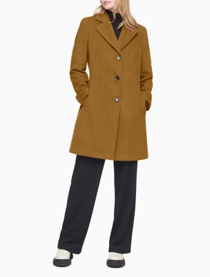 calvin klein 3 button wool blend coat