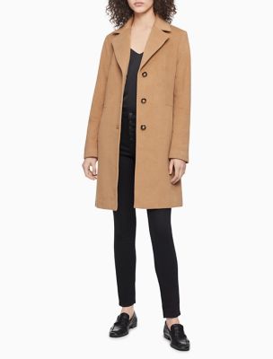 Solid Notch Lapel 3-Button Walker Coat | Calvin Klein