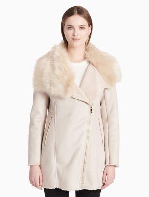 calvin klein faux shearling coat