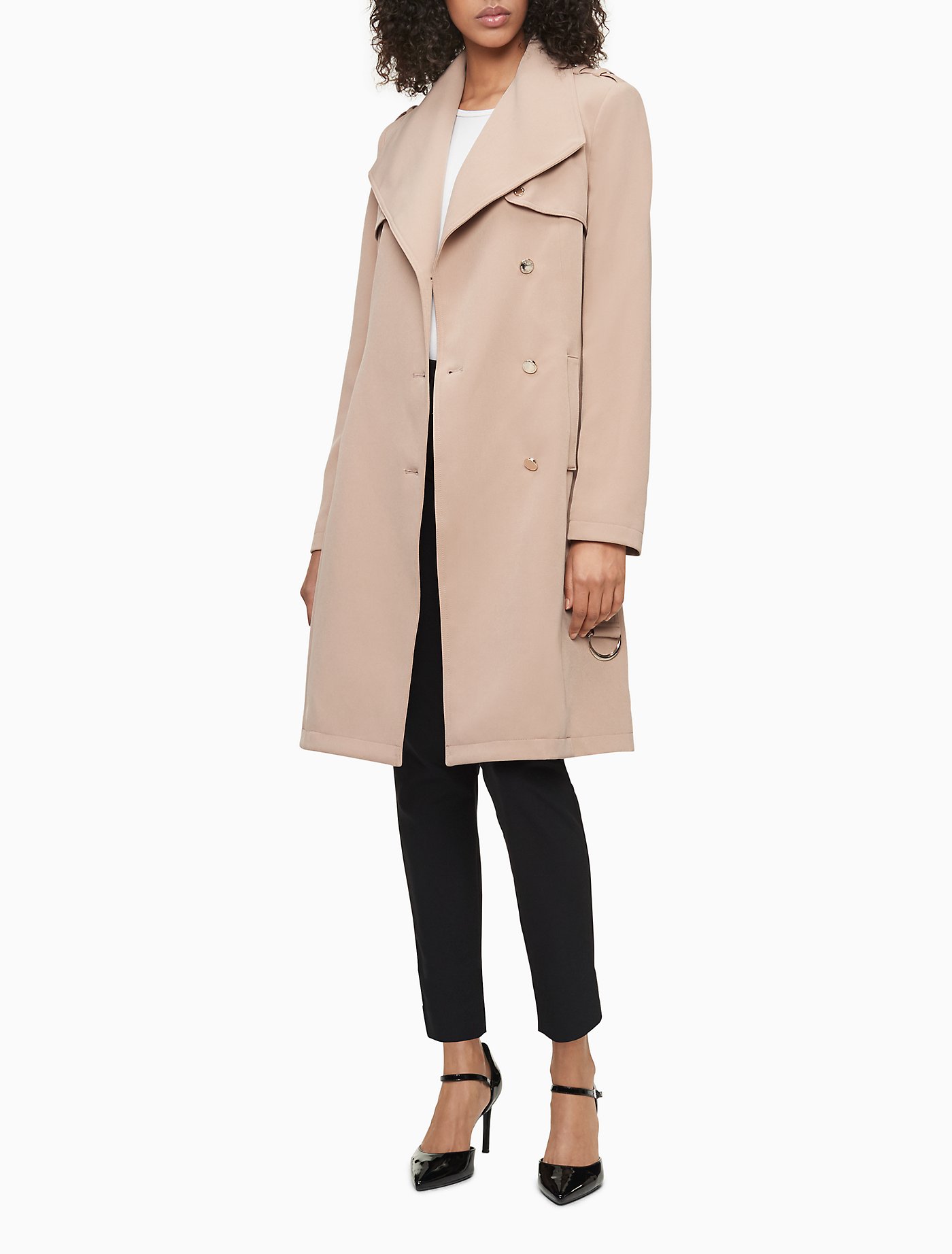 Double Weave Belted Trench Coat | Calvin Klein