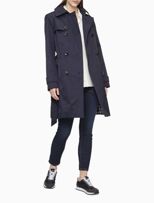 calvin klein classic hooded trench coat