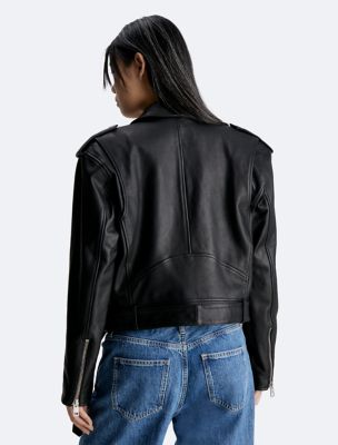 Calvin klein leather moto jacket online