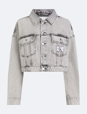 Relaxed Cropped Denim Trucker Jacket Calvin Klein USA