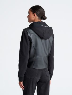 Mixed Media Faux Leather Biker Jacket | Calvin Klein® USA