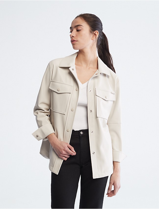 defile at tiltrække Overdreven Faux Leather Shirt Jacket | Calvin Klein® USA