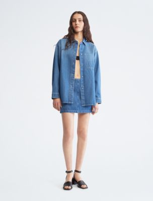 Sunbleached Denim Shirt Jacket + Skirt, 