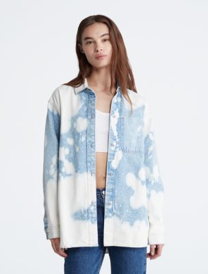 Bleached denim best sale shirt womens