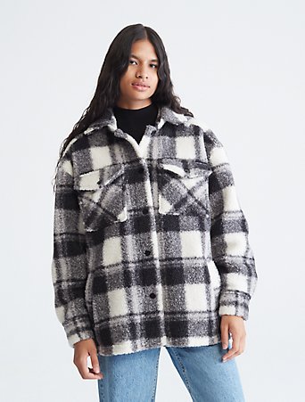Plaid Sherpa Shirt Jacket | Calvin Klein® USA