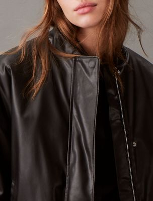 Women's Faux Leather Bomber Jacket - Universal Thread Brown L