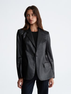 Calvin klein leather blazer on sale