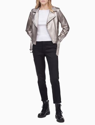 leather biker jacket calvin klein