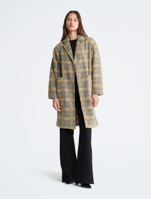 Plaid overcoat hot sale