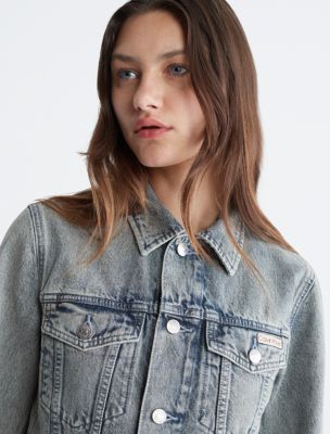 Calvin klein women's shop denim trucker jacket