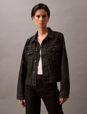 Calvin klein black denim trucker jacket on sale