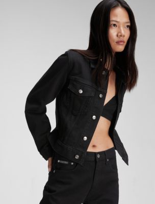 Women's Long Sleeve Classic Fit Denim Jacket in Dark Denim