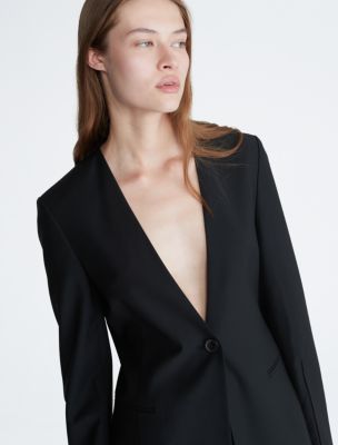 Women One Button 3/4 Sleeve Black Blazer Open Front Cardigan Jacket Work  Office Petite Blazer (S, 01 Black) at  Women's Clothing store