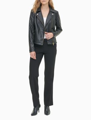 calvin klein faux leather sleeve jacket