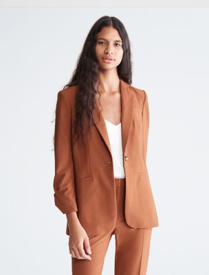 Lux Single Button Blazer Jacket, Tortoise