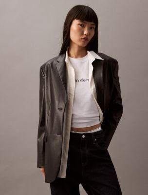 Slim Leather Blazer Calvin Klein